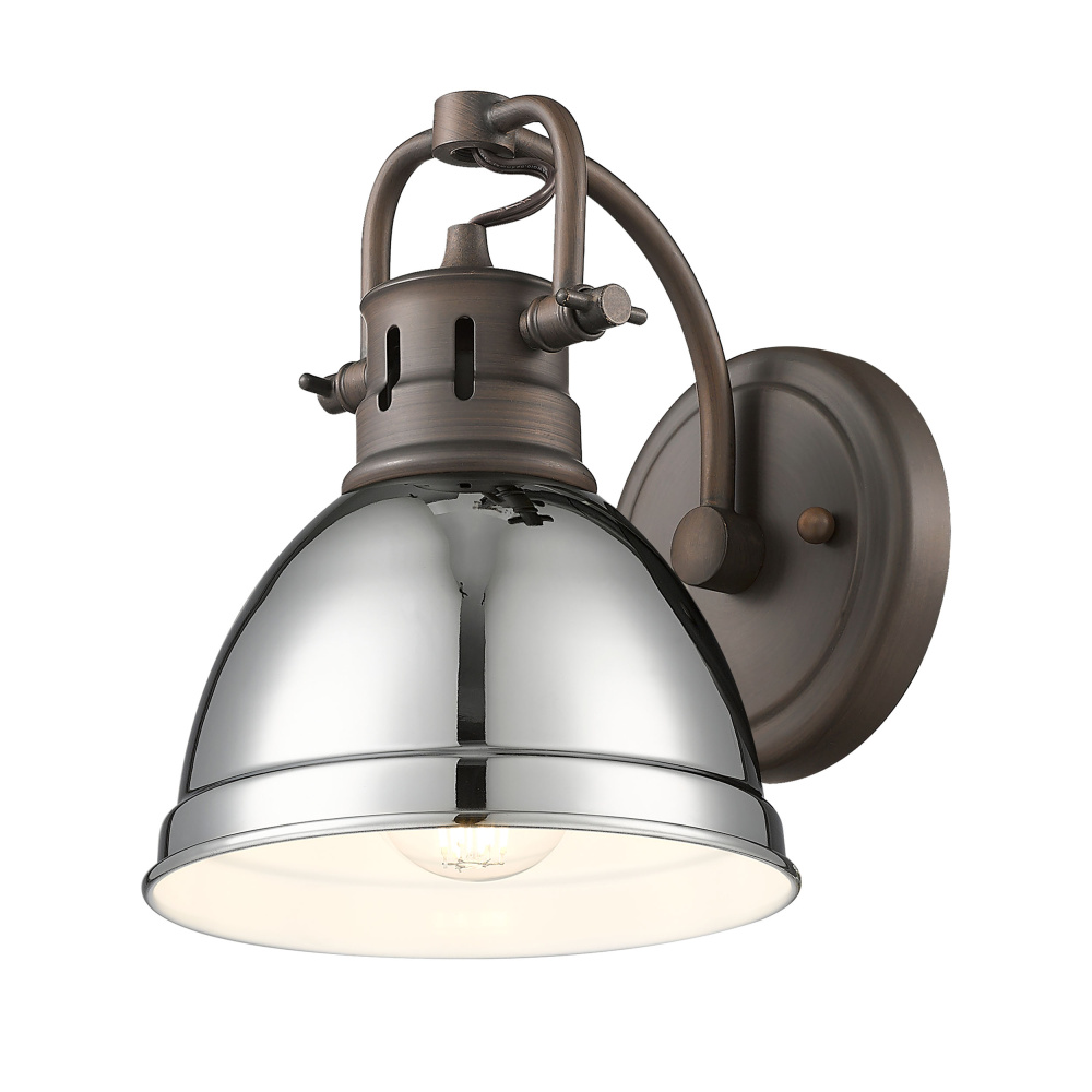 Yep by Golden Lighting Duncan 1-light Vanity in Rubbed Bronze and Chrome shade